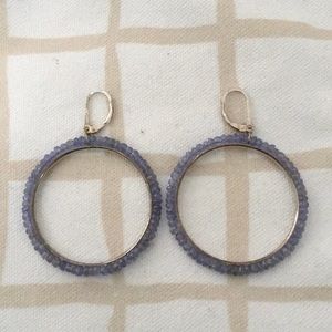 Sterling Tanzanite Beaded Hoops